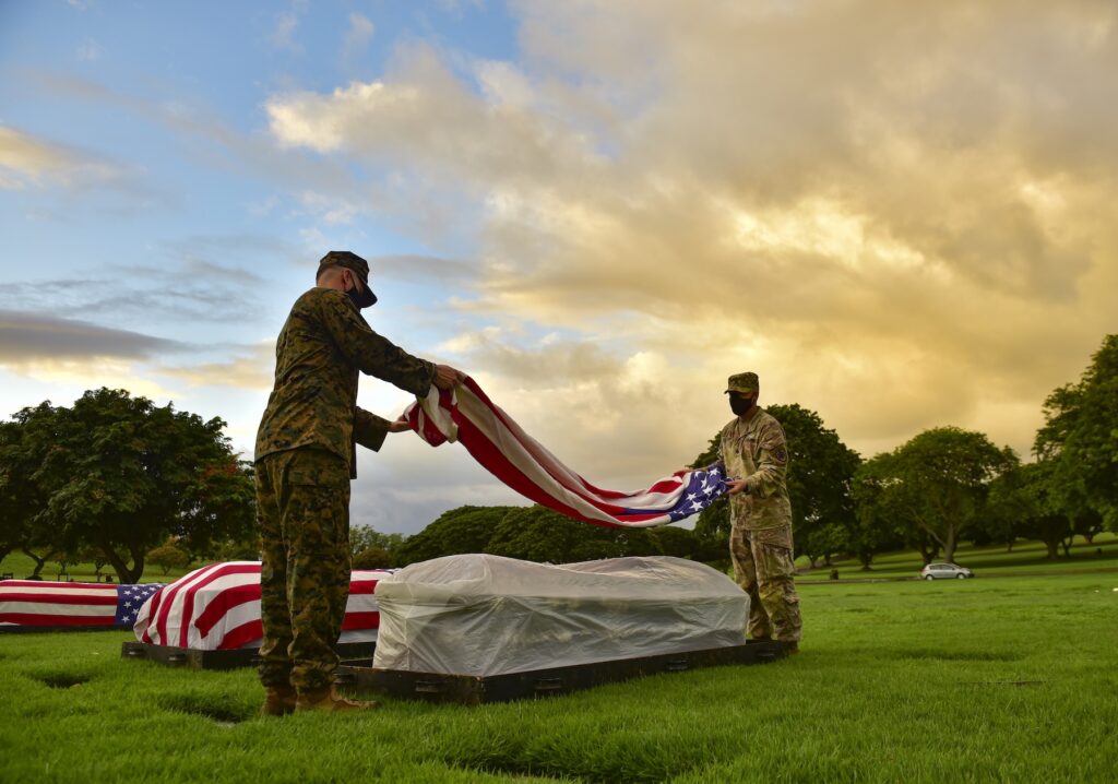 Research find: Photos from the DPAA disinterment ceremony, Honolulu, Hawaii, Oct. 19, 2020, which included one set of Norton's remains.